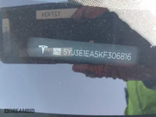 2019 Tesla Model 3 Mid Range with VIN 5YJ3E1EA5KF306816, listed as a IAAI auction lot 41710916 with 76,222 mi miles. Bid and sale history available at carsss.com. Image 9.