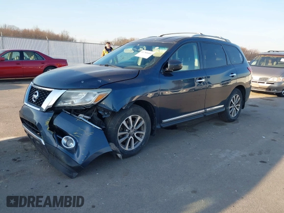 2013 Nissan Pathfinder SL with VIN 5N1AR2MM5DC642152, listed as a IAAI auction lot 41780601 with 153,975 mi miles and . Bid and sale history available at DreamBid. Image 2.