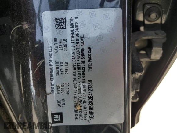 2014 Buick Verano Convenience Group with VIN 1G4PR5SK2E4127358, listed as a Copart auction lot 49277115 with 70,209 mi miles and Salvage Title. Bid and sale history available at carsss.com. Image 14.