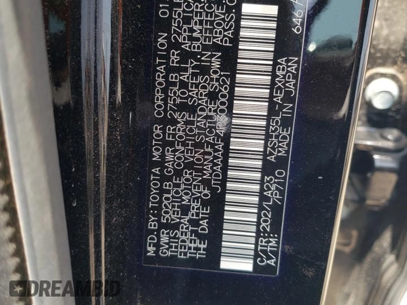 2023 Toyota Crown XLE с VIN JTDAAAAF4P3000621, выставлен на аукционе Copart как лот 53390655 с пробегом 27 156 миль миль и Списание • Salvage title. История ставок и продаж доступна на DreamBid. Изображение 13.