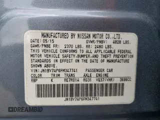 2015 Infiniti Q50 with VIN JN1BV7AP6FM347741, listed as a Copart auction lot 54668405 with 84,788 mi miles and Salvage title. Bid and sale history available at DreamBid. Image 12.