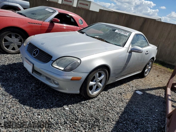 2001 Mercedes-Benz SLK-Class with VIN WDBKK65F31F228400, listed as a Copart auction lot 74381484 with Not Provided miles and Salvage Title. Bid and sale history available at carsss.com. Image 1.