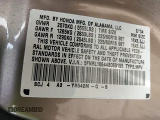 2004 Honda Odyssey EX с VIN 5FNRL18644B069195, выставлен на аукционе IAAI как лот 42403413 с пробегом 366 959 миль миль и . История ставок и продаж доступна на DreamBid. Изображение 9.