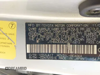 2004 Lexus ES 330 with VIN JTHBA30G045016212, listed as a IAAI auction lot 42057870 with 261,935 mi miles. Bid and sale history available at carsss.com. Image 9.