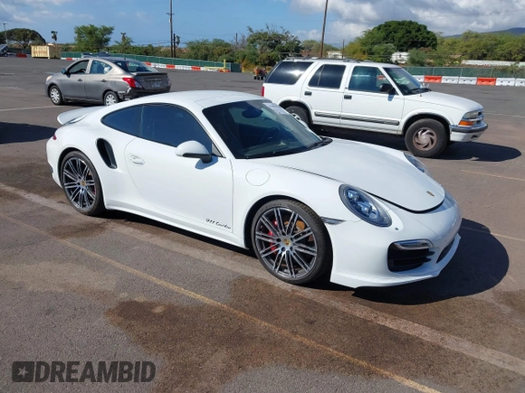2015 Porsche 911 Turbo S with VIN WP0AD2A98FS167057, listed as a IAAI auction lot 41296392 with 1 mi miles. Bid and sale history available at carsss.com. Image 1.
