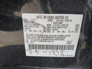 2015 Ford Edge SE with VIN 2FMTK3G99FBC33374, listed as a IAAI auction lot 40020092 with 185,607 mi miles. Bid and sale history available at carsss.com. Image 9.