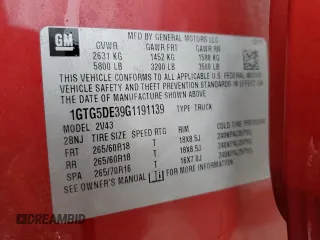 2016 GMC Canyon 2WD SLT with VIN 1GTG5DE39G1191139, listed as a Copart auction lot 47190445 with 95,307 mi miles and Salvage Title. Bid and sale history available at carsss.com. Image 13.