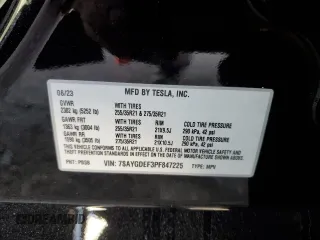 2023 Tesla Model Y Performance with VIN 7SAYGDEF3PF847225, listed as a Copart auction lot 52171135 with 29,724 mi miles and Salvage Title. Bid and sale history available at DreamBid. Image 14.