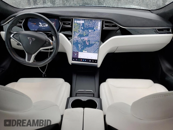 2017 Tesla Model S 100D with VIN 5YJSA1E20HF190126, listed as a Copart auction lot 60087655 with 42,025 mi miles and Salvage title. Bid and sale history available at DreamBid. Image 8.