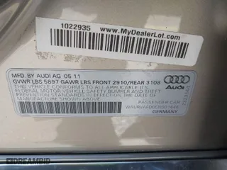 2012 Audi A8 L with VIN WAURVAFD0CN001646, listed as a IAAI auction lot 41524110 with 105,187 mi miles. Bid and sale history available at carsss.com. Image 9.