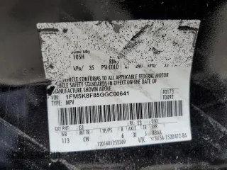 2016 Ford Explorer Limited z VIN 1FM5K8F85GGC00641, wystawiony jako Copart lot #47960345 z przebiegiem 139 775 mil mil oraz Szkoda całkowita • Salvage title. Historia ofert i sprzedaży dostępna na DreamBid. Obrazek 13.