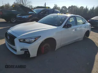 2024 Infiniti Q50 Red Sport 400 with VIN JN1FV7DP6RM660516, listed as a Copart auction lot 88334235 with Not Provided miles and Salvage Title. Bid and sale history available at DreamBid. Image 1.