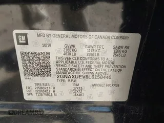 2020 Chevrolet Equinox LT z VIN 2GNAXUEV6L6158440, wystawiony jako IAAI lot #41626714 z przebiegiem 84 298 mil mil oraz . Historia ofert i sprzedaży dostępna na DreamBid. Obrazek 9.