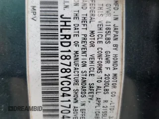 2000 Honda CR-V SE with VIN JHLRD1878YC041704, listed as a Copart auction lot 43440315 with 210,231 mi miles and Salvage Title. Bid and sale history available at carsss.com. Image 14.
