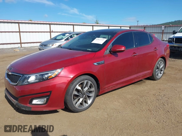 2015 Kia Optima SX Turbo with VIN 5XXGR4A64FG393524, listed as a IAAI auction lot 42617421 with 93,448 mi miles and . Bid and sale history available at DreamBid. Image 2.