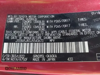 2018 Toyota 4Runner SR5 z VIN JTEBU5JR3J5543673, wystawiony jako IAAI lot #41174753 z przebiegiem 65 465 mil mil oraz . Historia ofert i sprzedaży dostępna na DreamBid. Obrazek 9.