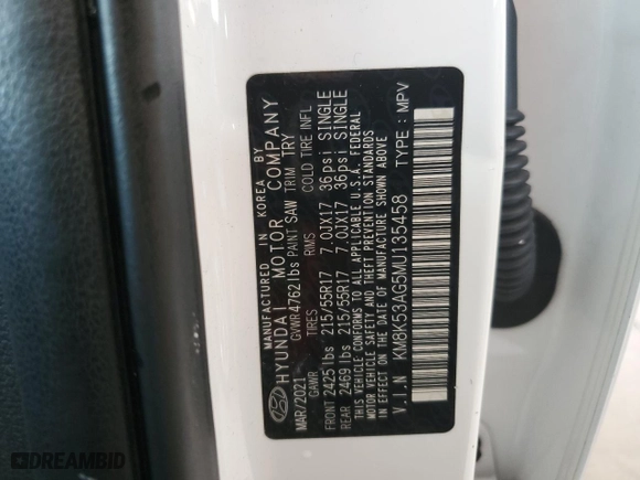 2021 Hyundai Kona Electric Ultimate with VIN KM8K53AG5MU135458, listed as a Copart auction lot 52834943 with 90,570 mi miles. Bid and sale history available at carsss.com. Image 12.