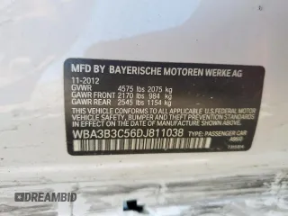 2013 BMW 3 Series 328i xDrive z VIN WBA3B3C56DJ811038, wystawiony jako Copart lot #55895825 z przebiegiem 111 090 mil mil oraz Czysty tytuł • Clean title. Historia ofert i sprzedaży dostępna na DreamBid. Obrazek 13.