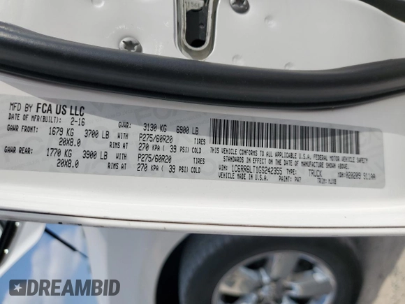 2016 Ram 1500 Lone Star z VIN 1C6RR6LT1GS242355, wystawiony jako Copart lot #54347135 z przebiegiem 115 766 mil mil oraz Szkoda całkowita • Salvage title. Historia ofert i sprzedaży dostępna na DreamBid. Obrazek 12.