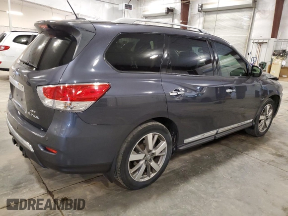 2014 Nissan Pathfinder Platinum with VIN 5N1AR2MM8EC673493, listed as a Copart auction lot 61280545 with 100,569 mi miles and Salvage title. Bid and sale history available at DreamBid. Image 3.