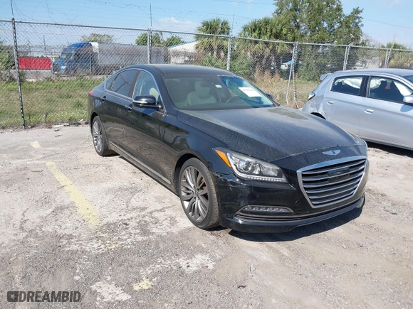 2015 Hyundai Genesis 5.0L with VIN KMHGN4JF0FU081945, listed as a IAAI auction lot 41547186 with 134,956 mi miles. Bid and sale history available at carsss.com. Image 1.