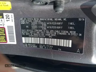 2015 Toyota Sienna XLE with VIN 5TDYK3DC6FS542504, listed as a IAAI auction lot 42569992 with 113,004 mi miles and . Bid and sale history available at DreamBid. Image 9.