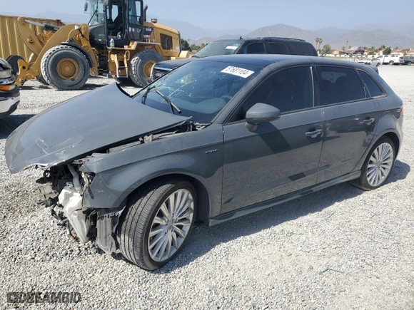 2017 Audi A3 Sportback e-tron Premium with VIN WAUUPBFF0HA084991, listed as a Copart auction lot 57681104 with 73,369 mi miles and Salvage Title. Bid and sale history available at carsss.com. Image 1.