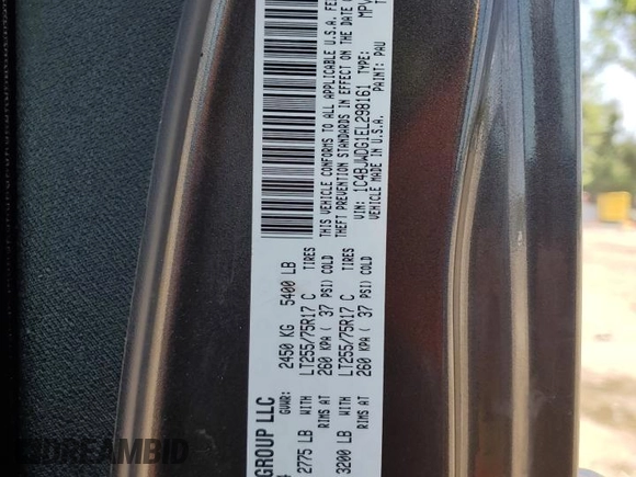 2014 Jeep Wrangler Unlimited Sport with VIN 1C4BJWDG1EL298161, listed as a Copart auction lot 61996735 with 176,043 mi miles and Salvage title. Bid and sale history available at DreamBid. Image 13.