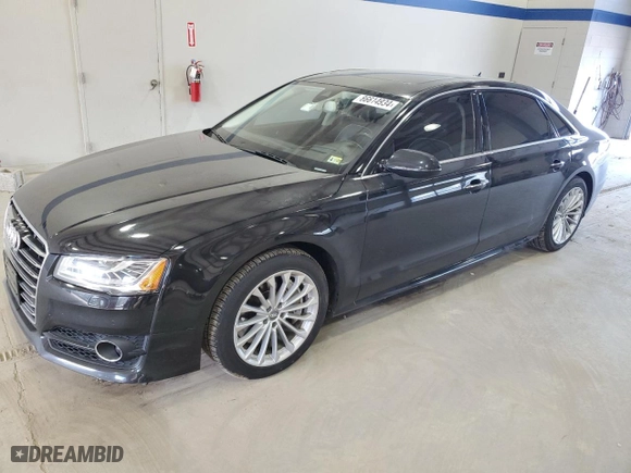 2016 Audi A8 L 4.0T Sport with VIN WAU43AFD1GN011589, listed as a Copart auction lot 86614934 with 96,137 mi miles and Salvage Title. Bid and sale history available at carsss.com. Image 1.