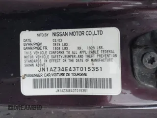 2003 Nissan 350Z Touring with VIN JN1AZ34E43T015351, listed as a IAAI auction lot 41996241 with 169,907 mi miles. Bid and sale history available at carsss.com. Image 9.