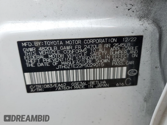 2023 Lexus IS with VIN JTHGZ1E22P5029015, listed as a Copart auction lot 81356804 with 22,434 mi miles and Salvage Title. Bid and sale history available at carsss.com. Image 13.