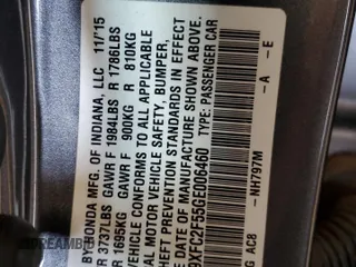 2016 Honda Civic Sedan LX with VIN 19XFC2F55GE006460, listed as a Copart auction lot 51485715 with 158,941 mi miles and Salvage Title. Bid and sale history available at carsss.com. Image 13.