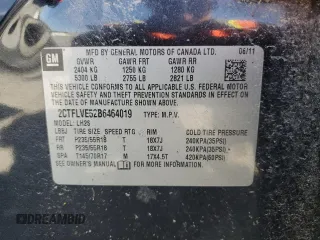 2011 GMC Terrain SLT-1 with VIN 2CTFLVE52B6464019, listed as a Copart auction lot 53384345 with 165,954 mi miles and Salvage title. Bid and sale history available at DreamBid. Image 13.
