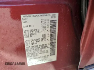 2018 Nissan Murano S z VIN 5N1AZ2MG6JN168738, wystawiony jako Copart lot #50242455 z przebiegiem 70 363 mil mil oraz Szkoda całkowita • Salvage title. Historia ofert i sprzedaży dostępna na DreamBid. Obrazek 15.