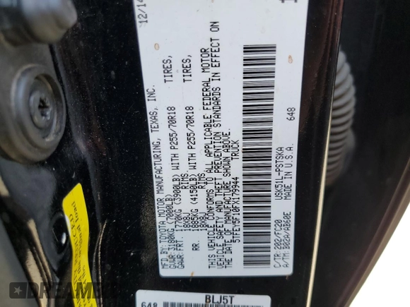 2015 Toyota Tundra SR5 z VIN 5TFEY5F10FX179944, wystawiony jako Copart lot #52885545 z przebiegiem Nie podano mil oraz Nie do naprawy • Non repairable. Historia ofert i sprzedaży dostępna na DreamBid. Obrazek 12.