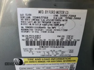 2005 Ford Freestyle SE with VIN 1FMZK01155GA26936, listed as a Copart auction lot 83083014 with 124,808 mi miles and Non Repairable. Bid and sale history available at carsss.com. Image 12.