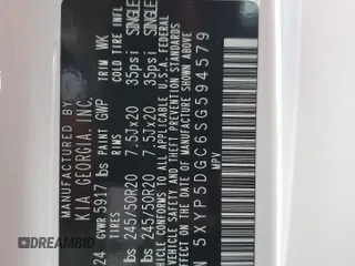 2025 Kia Telluride SX X-Line с VIN 5XYP5DGC6SG594579, выставлен на аукционе Copart как лот 48761095 с пробегом 466 миль миль и Списание • Salvage title. История ставок и продаж доступна на DreamBid. Изображение 13.