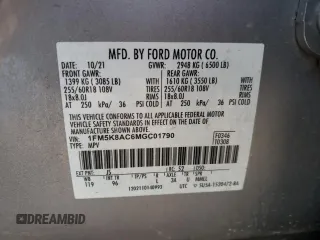 2021 Ford Explorer z VIN 1FM5K8AC6MGC01790, wystawiony jako Copart lot #48954215 z przebiegiem 111 351 mil mil oraz Szkoda całkowita • Salvage title. Historia ofert i sprzedaży dostępna na DreamBid. Obrazek 13.