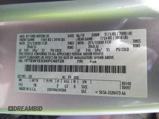 2019 Ford F-150 XL с VIN 1FTEW1E53KFC60729, выставлен на аукционе IAAI как лот 42289144 с пробегом 130 553 миль миль и . История ставок и продаж доступна на DreamBid. Изображение 9.