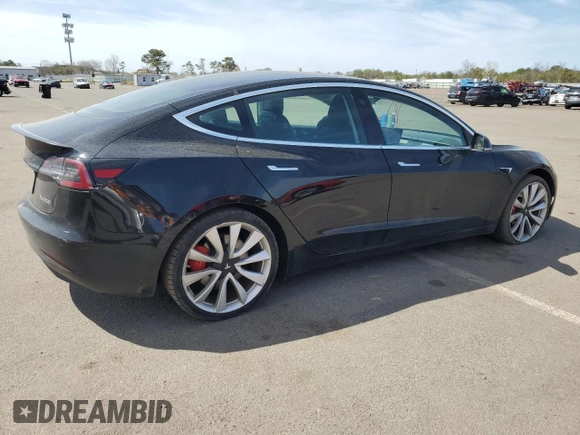 2019 Tesla Model 3 Long Range with VIN 5YJ3E1EB6KF392727, listed as a Copart auction lot 53343735 with 55,196 mi miles and Salvage Title. Bid and sale history available at DreamBid. Image 3.