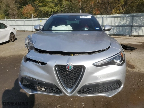 2019 Alfa Romeo Stelvio Ti with VIN ZASPAKBN7K7C30670, listed as a Copart auction lot 83109974 with 0 mi miles and Salvage Title. Bid and sale history available at carsss.com. Image 5.