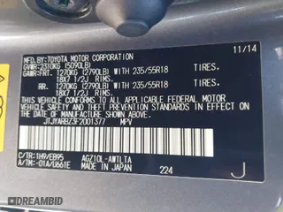 2015 Lexus NX 200t with VIN JTJYARBZ3F2001377, listed as a IAAI auction lot 40848510 with 109,066 mi miles. Bid and sale history available at carsss.com. Image 9.