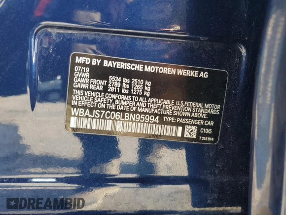 2020 BMW 5 Series M550i xDrive z VIN WBAJS7C06LBN95994, wystawiony jako Copart lot #47009075 z przebiegiem Nie podano mil oraz Szkoda całkowita • Salvage title. Historia ofert i sprzedaży dostępna na DreamBid. Obrazek 14.