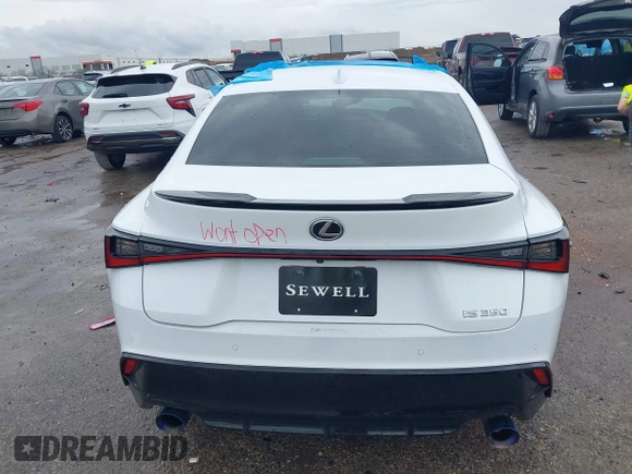 2023 Lexus IS 350 F Sport with VIN JTHGZ1B27P5071491, listed as a IAAI auction lot 41908414 with 24,622 mi miles and . Bid and sale history available at DreamBid. Image 17.