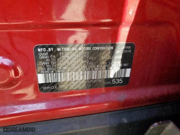 2019 Mitsubishi Eclipse Cross ES with VIN JA4AT3AAXKZ035786, listed as a Copart auction lot 75665924 with 78,053 mi miles and Salvage Title. Bid and sale history available at carsss.com. Image 14.