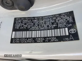 2011 Toyota Prius I with VIN JTDKN3DU0B5321518, listed as a Copart auction lot 55090025 with 160,308 mi miles and Salvage Title. Bid and sale history available at DreamBid. Image 12.