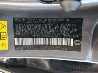 2017 Lexus ES with VIN 58ABK1GG5HU068749, listed as a Copart auction lot 49033085 with 43,382 mi miles and Salvage Title. Bid and sale history available at carsss.com. Image 12.