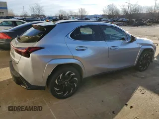2023 Lexus UX 250h F Sport with VIN JTHB9JBHXP2067404, listed as a Copart auction lot 43605075 with 24,268 mi miles and Salvage title. Bid and sale history available at DreamBid. Image 3.