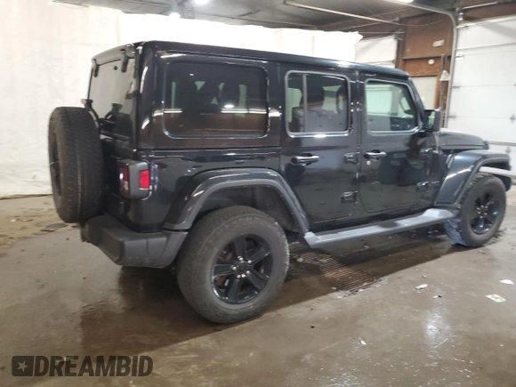 2021 Jeep Wrangler Unlimited Sahara High Altitude with VIN 1C4HJXEG4MW844446, listed as a Copart auction lot 76680594 with 27,124 mi miles and Salvage title. Bid and sale history available at DreamBid. Image 3.
