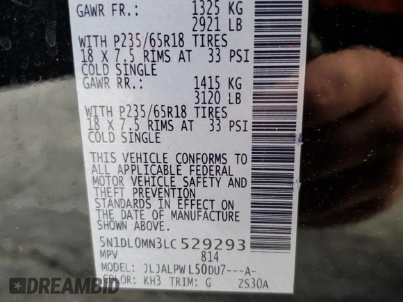 2020 Infiniti QX60 Pure z VIN 5N1DL0MN3LC529293, wystawiony jako Copart lot #87673755 z przebiegiem 56 514 mil mil oraz Szkoda całkowita • Salvage title. Historia ofert i sprzedaży dostępna na DreamBid. Obrazek 13.